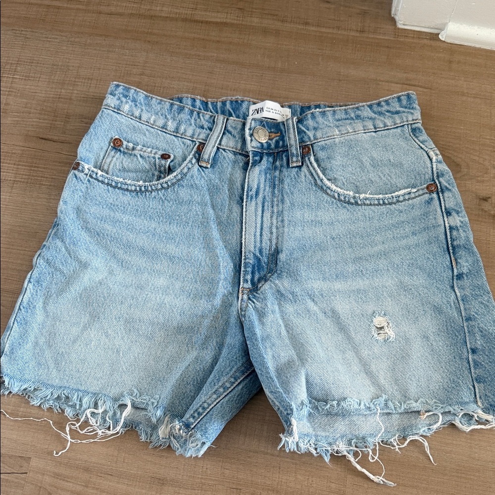 Zara Denim Blue Women's High Waisted Jen Shorts